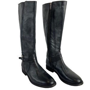 Frye Boots Womens Size 7 Black Melissa Belted Tall Boot Leather Luxury $400 New